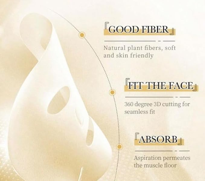 Korean Skin Care Multi-Vitamins Face Sheet Mask, (Pack of 10) 24K GOLD AMPOULE -SERUM MASK