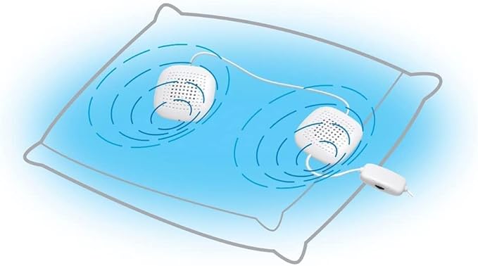 Sound Oasis Pillow Speakers, 2 UltraThin Stereo Speakers, Volume Control, Surround Sound for Music, Sleep, Tinnitus Masking, Connect to External Sound Source with 1/8" 3.5mm Headphone Jack Plug, White