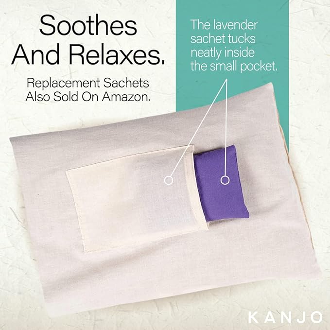 FSA HSA Eligible Kanjo Aromatherapy Acupuncture Pillow Lavender, 100% Cotton Linen Pillow for Back Pain and Neck Pain Relief with Natural Cork Filling