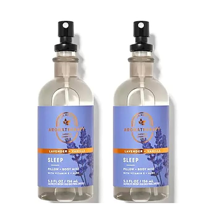 Bath & Body Works Aromatherapy Lavender Vanilla Stress Relief Pillow Mist, 5.3 Fl Oz, 2-Pack (Lavender Vanilla)