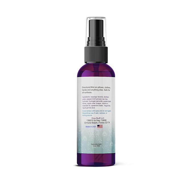 Diva Stuff Travelers Mist - Promotes Clear Skin & Protects from Acne-Causing Funk, Cleans Pillows, Hands, and Sheets - Aromatherapy Spray for Relaxation and Sleep, Made in USA (Vanilla King, 2 oz)