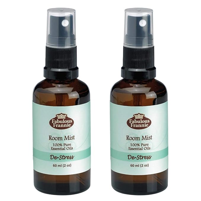 Fabulous Frannie De-Stress Essential Oil Pillow or Room Mist A Perfect Blend of Grapefruit, Ylang Ylang and Lavender Essential Oils 2oz Each 2pk