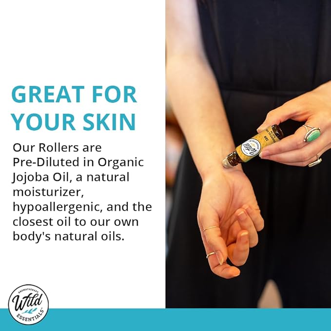 Wild Essentials Go The F to Sleep Essential Oil Roll On, 10ml for Sleep, Made with 100% Pure, Premium Grade Essential Oils and Organic Jojoba Oil, Ready to Use, Moisturizer, All Natural