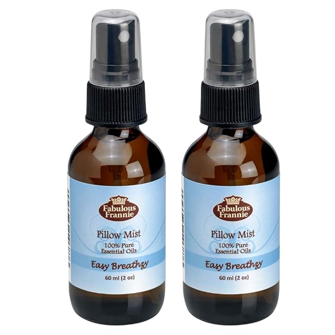 Fabulous Frannie Easy Breathzy Essential Oil Pillow or Room Mist A Perfect Blend of Eucalyptus, Peppermint and Cajeput Pure Essential Oils 2 Ounce (Pack of 2)