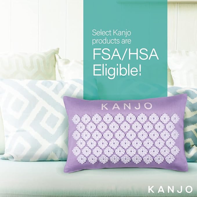 FSA HSA Eligible Kanjo Aromatherapy Acupuncture Pillow Lavender, 100% Cotton Linen Pillow for Back Pain and Neck Pain Relief with Natural Cork Filling