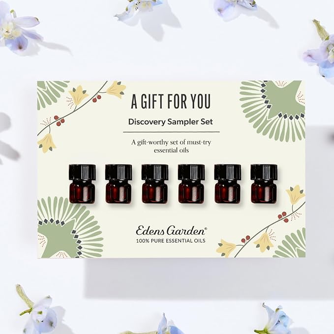 Edens Garden A Gift for You Discovery Sampler 6 Set – 100% Pure Therapeutic Essential Oils – Happy Day, Lavender, Best Sleep, Ocean Breeze, Relaxing Home & Smells Amazing Oil Blends, .92 ml/ 6 Pack