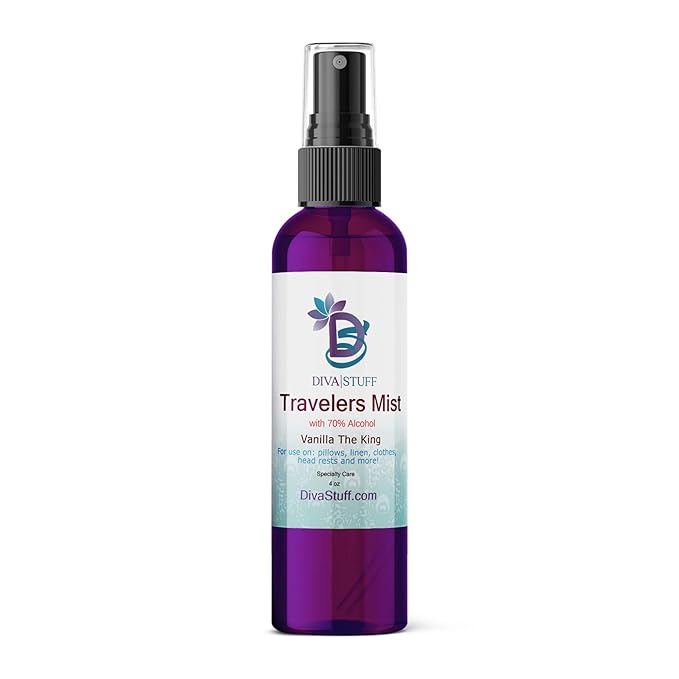 Diva Stuff Travelers Mist – Promotes Clear Skin & Protects from Acne-Causing Funk, Cleans Pillows, Hands, and Sheets – Aromatherapy Spray for Relaxation and Sleep, Made In USA (Vanilla King, 4 oz)