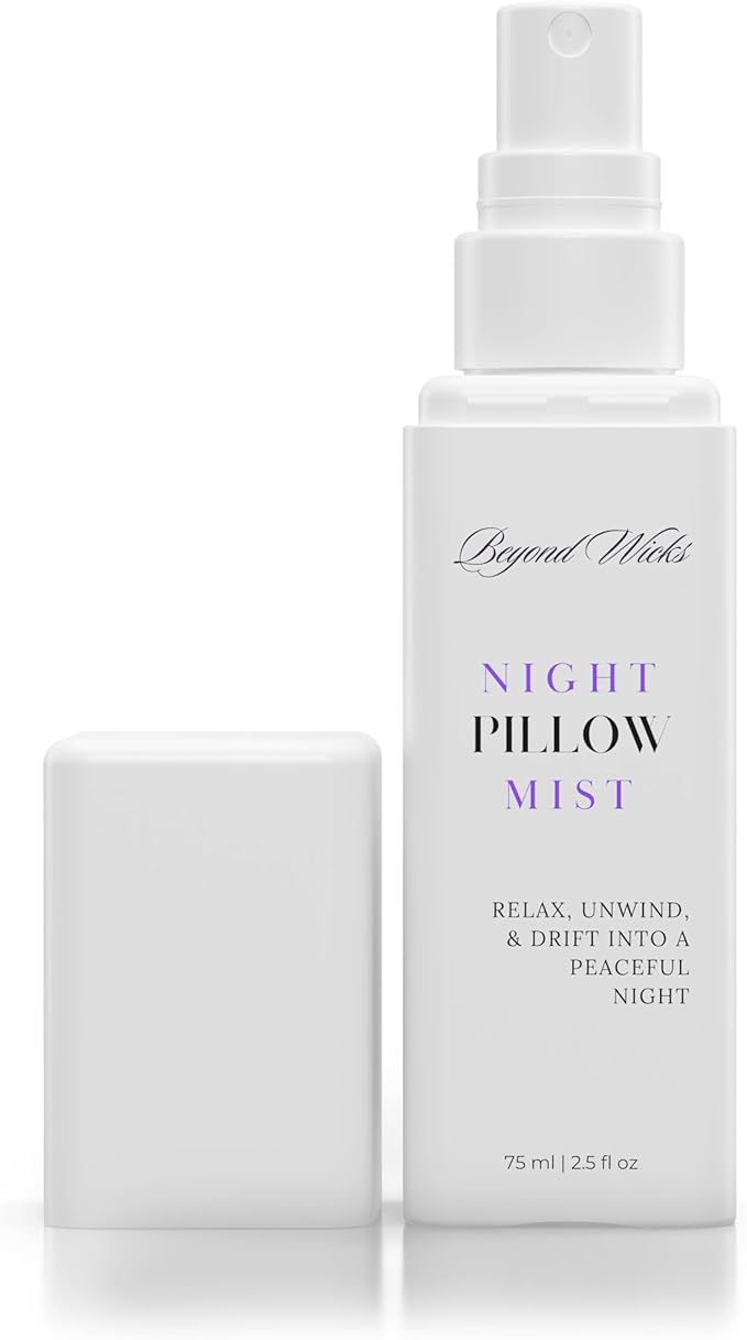 Pillow Mist – Lavender Chamomile Sleep Spray with Essential Oils – Relaxing Aromatherapy for Pillows, Bedding, and Linens – Nighttime Linen Spray – 75ml (2.5 fl oz) by Beyond Wicks