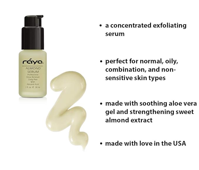 RAYA Almond Serum (508) | Exfoliating Facial Peel for Combination and Oily Skin | Helps Minimize Pores and Brighten Complexion