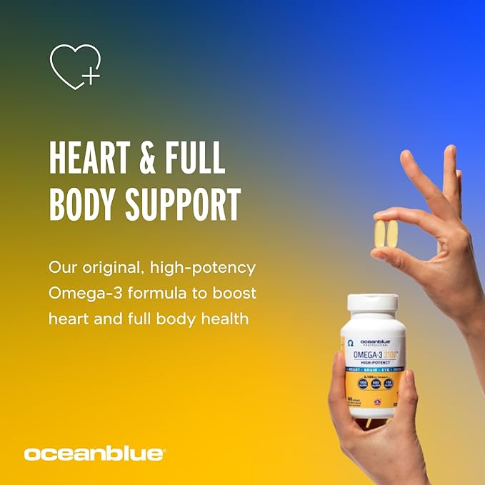 Oceanblue Professional Omega-3 2100 â 180 ct â Triple Strength Burpless Fish Oil Supplement with High-Potency EPA, DHA, DPA â Wild-Caught â Orange Flavor (90 Servings)