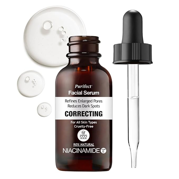 Niacinamide Facial Serums 30ml - Correcting - Refines Enlarged Pores tighten skin and Reduces Dark Spots Made in USA Natural PURIFECT