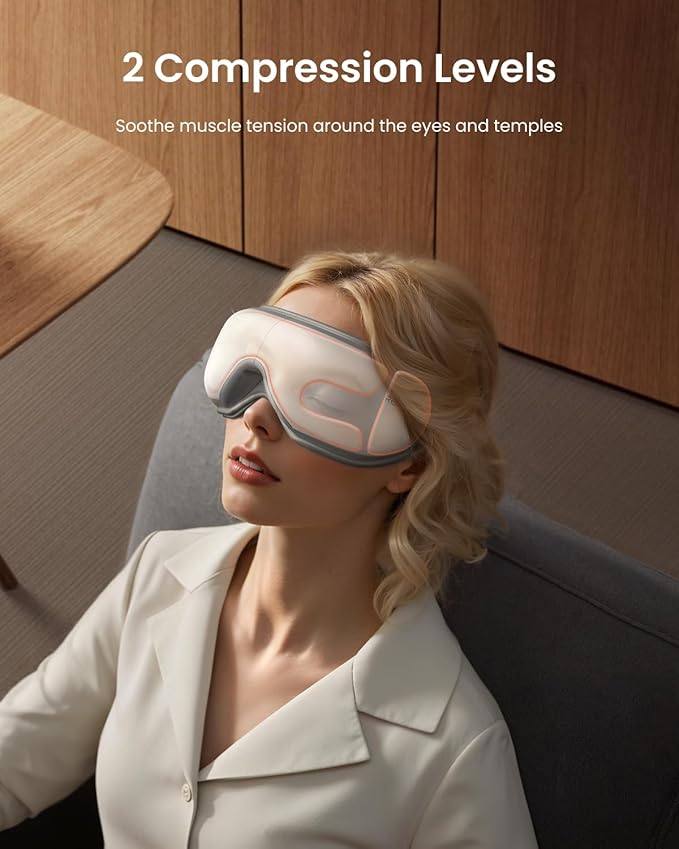 RENPHO Eye Massager with Remote, Heat, Compression, Fathers Day Birthday Gifts for Dad Women, Eyeris 1 Sleep Mask FSA HSA, Headache Massager Scalp for Strain Relief, Migraine Relief, Reduce Stye Eye