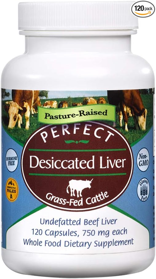 Perfect Supplements â Perfect Desiccated Liver â 120 Capsules â Undefatted Beef Liver â Natural Source of Protein, Iron, Vitamins A & B â 2 Pack