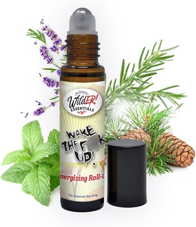 Wild Essentials Wake The F Up Essential Oil Roll On, 10ml for Energizing, Alert Made with 100% Pure, Premium Grade Essential Oils and Organic Jojoba Oil, Ready to Use, Moisturizer, All Natural