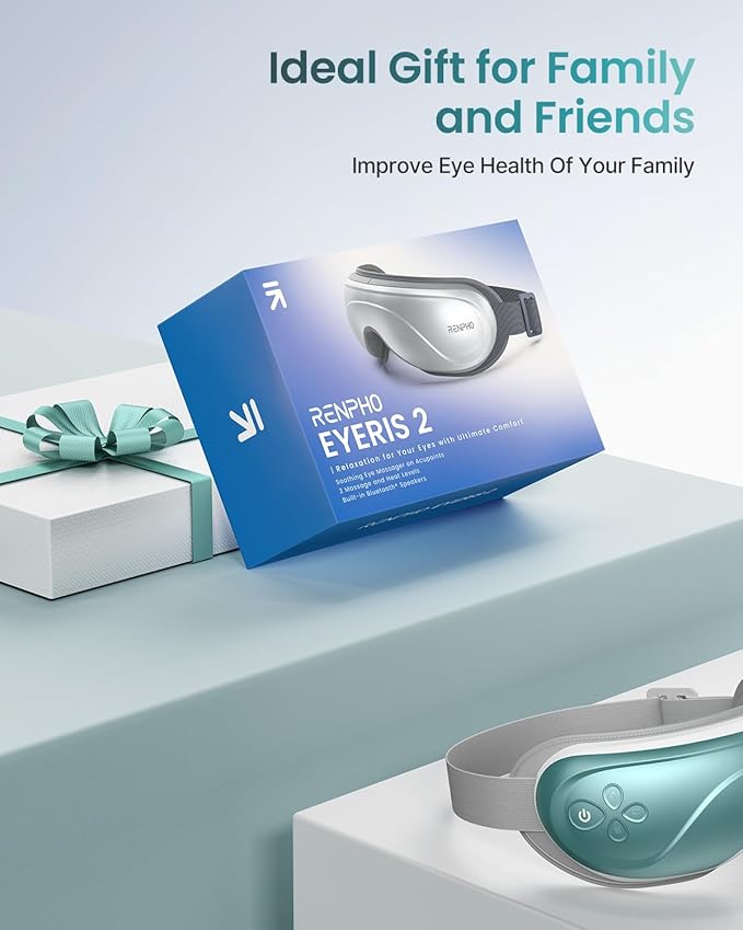 RENPHO Eye Massager with Heat, Fathers Day Birthday Gifts Eyeris 2 FSA/HSA Eligible Face Massager, Eye Mask for Migraines, Eye Care, Migraine Relief,Gift for Mom Dad Women Men