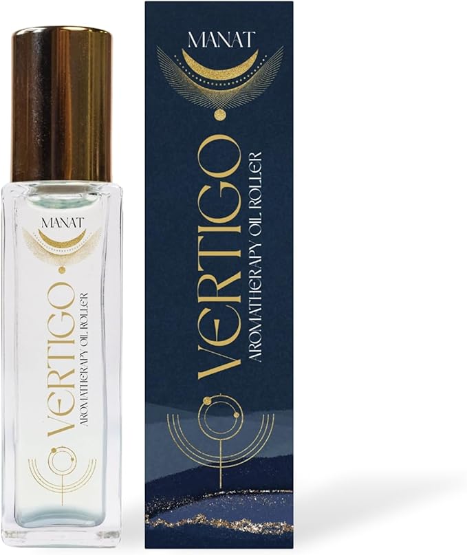 Vertigo Essential Oil Roll On –100% Natural Aromatherapy – 10ml Glass Roller Ball – Dizziness Reduction, Blance & Clarity Blend w/Peppermint, Ginger & Orange - Relaxation, Self Care, Gift