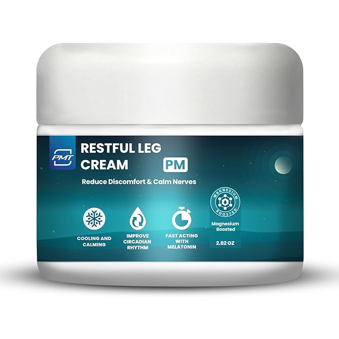 Relaxing Leg Cream by PMT, Nerve Calming Topical for Leg Relief, Sleep Cream Penetrates Deep, Relieve Discomfort and Sleeplessness, Boosted with Magnesium & Melatonin - 2.83oz