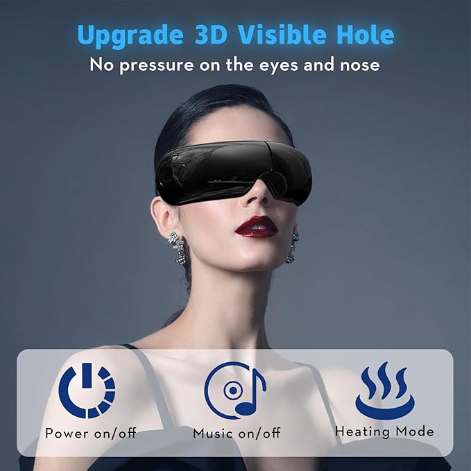 Eye Massager with Heat and Music,Eye Massager for Migraines,Sleep Eye Mask for Reduce Eye Strain,Ideal Christmas Gifts for Women/Men