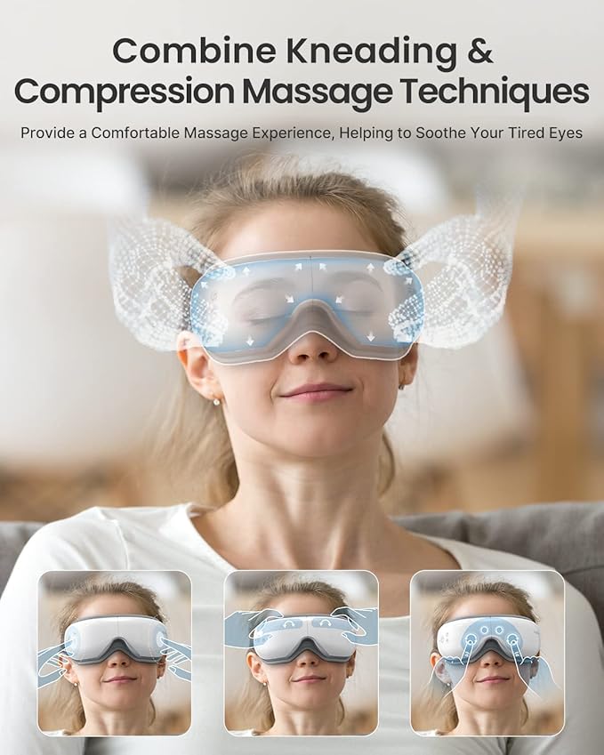 RENPHO FSA/HSA Eligible Eye Massager with App Control, Face Massager for Migraine Relief, Sleep Mask Massage Setting with DIY Mode, Fathers Day Birthday Gifts for Mom Dad Women Men