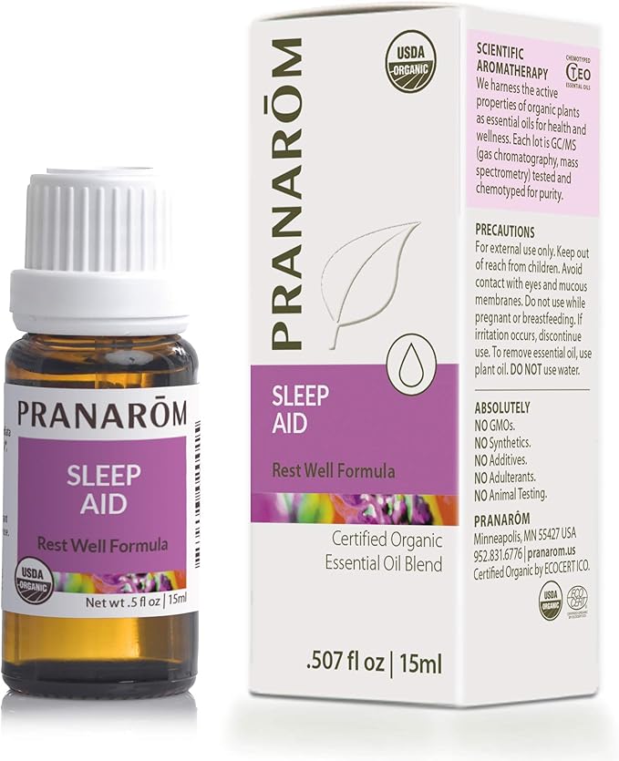 Pranarom - Sleep Aid Essential Oil Blend (15ml) - Lavender, Spikenard, Clary Sage, Vetiver, Roman Chamomile - 100% Pure Essential Oil for Diffusing & Relaxation|USDA and ECOCERT Certified Organic
