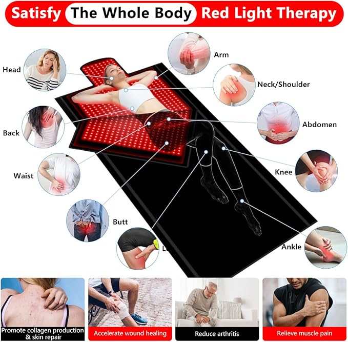2025 New Large (L84''XW33''~55'') Red Light Blanket for Full Body with 2680 Pcs LED, Full Body Infrared Red Light Mat Devices, Adjustable Timer and Intensity Infrared Therapy Sleeping Bag