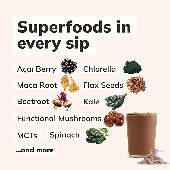 KaâChava All-In-One Nutrition Shake Blend, 85+ Superfoods & Nutrients, Meal Replacement, Greens Plant-Based Superfood Powder Protein Drink, Digestive Enzymes & Probiotics, Vegan Dairy Gluten Free, 2lb