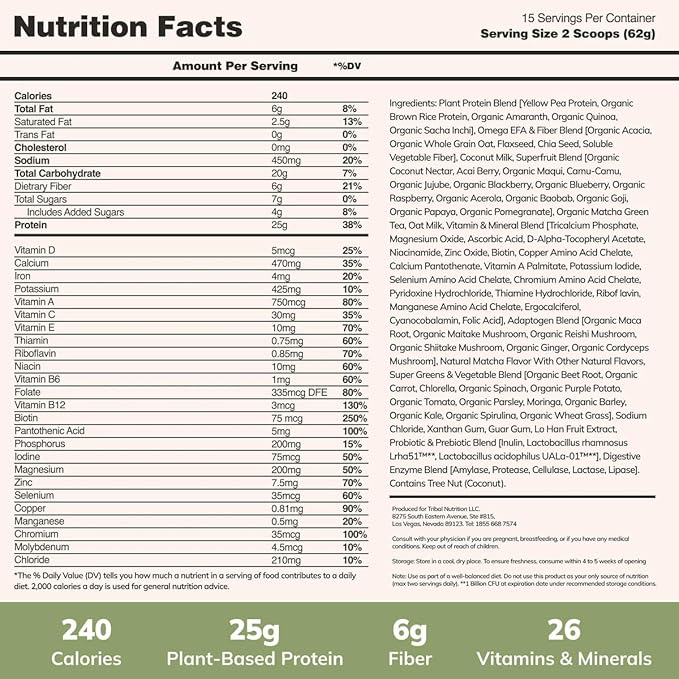 KaâChava All-In-One Nutrition Shake Blend, 85+ Superfoods & Nutrients, Meal Replacement, Greens Plant-Based Superfood Powder Protein Drink, Digestive Enzymes & Probiotics, Vegan Dairy Gluten Free, 2lb