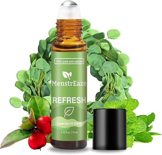 Refresh Essential Oil Roll-On Blend for Head Comfort, Energy & Mental Clarity – Therapeutic-Grade, 100% Natural & Pure, with Peppermint, Wintergreen, Camphor & Eucalyptus, 10ml