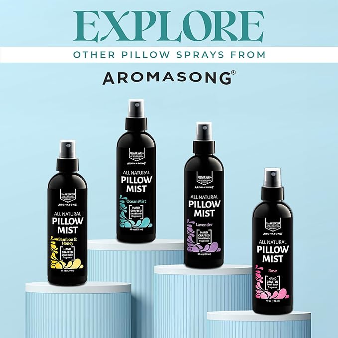 Aromasong Rose Pillow Spray - All Natural Calming Linen & Bedtime Mist for Sleep - Aromatherapy Botanical Essential Oils for Sleeping - Relaxing Fragrance Rose Scent 4 fl. Oz.