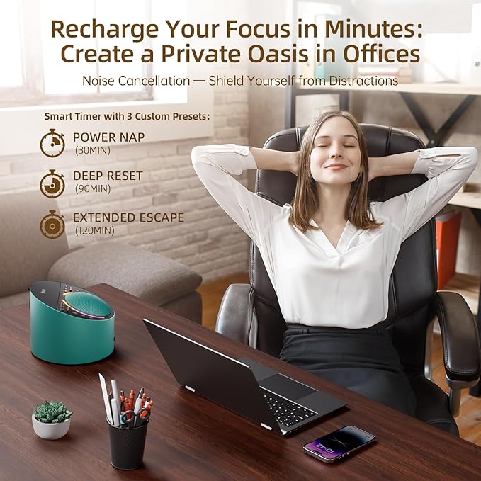 Sound Machine Expandable Aroma Diffuser & Schumann Resonance | Metal Shell with 50+ Natural Soothing Sounds & Night Light | Sleep, Focus, Relaxation Support System-(Teal, AN-AIO25-BU)–Adults Kids Baby
