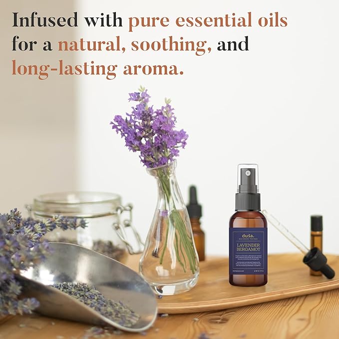 Dusa Lavender Sleep Mist – Calming Pillow & Room Spray with Essential Oils – Relaxing Aromatherapy for Deep Sleep – Fabric-Friendly & Odor Eliminating – 2 oz Travel Size
