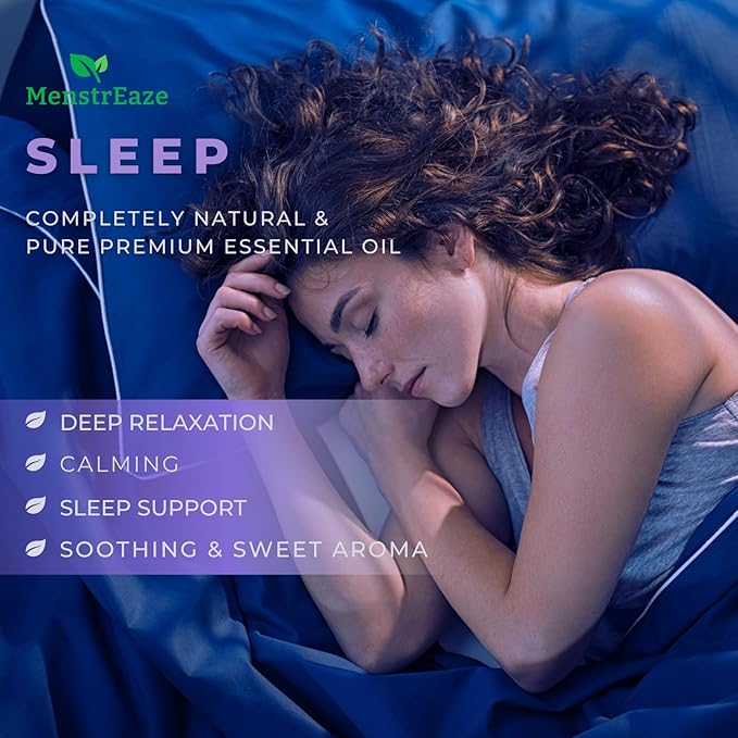 Natural Sleep Essential Oil Roll On, 100% Natural & Pure Deep Relaxation Blend with Lavender, Chamomile, Sweet Orange Aromatherapy Oils, 10ml