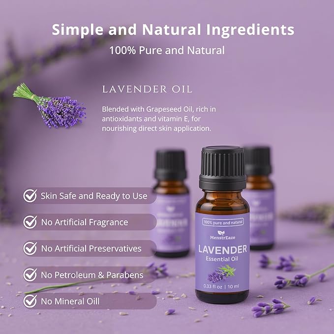 Lavender Essential Oil, 100% Natural & Pure Lavender Oil for Skin, Hair, Aromatherapy, Massage & Scented Candle, Therapeutic Grade Essential Oils for diffusers for Home, 10ml