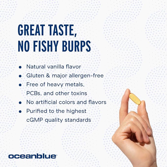 Oceanblue Professional Omega-3 2100 â 180 ct â Triple Strength Burpless Fish Oil Supplement with High-Potency EPA, DHA, DPA and Vitamin D3 â Wild-Caught â Vanilla Flavor (90 Servings)