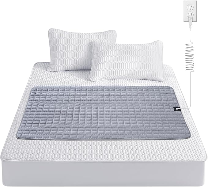 Grounding Mat for Bed, Silver Fiber Grounding Blanket – Stress & Pain Relief, Enhanced Sleep, Inflammation Reduction, Balance Restoration - Gifts for Women | Gray 35"x50"