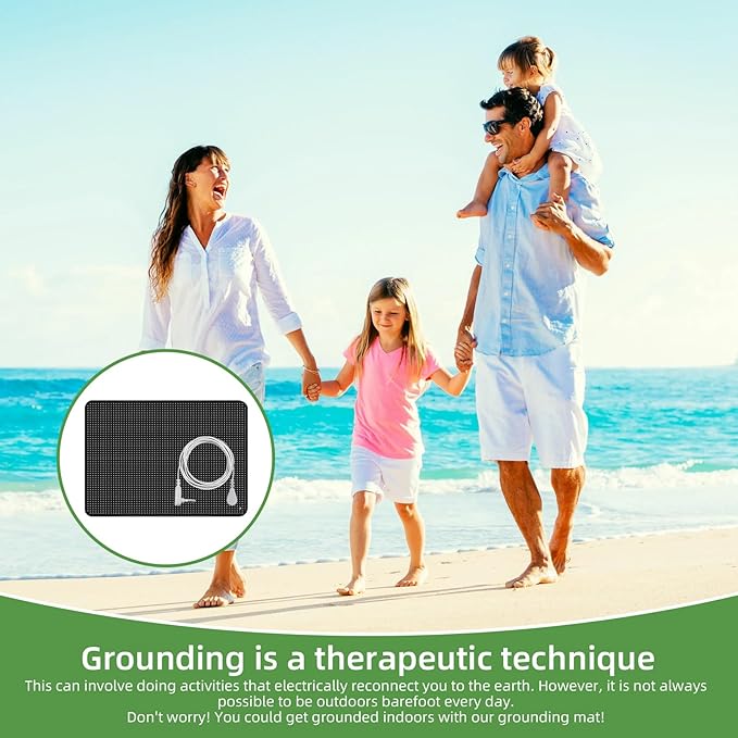Grounding Mat, Grounding Mat for Bed with Grounding Cord, Soft PU Leather Grounding Sleep Mat, Grounding Mat for Better Sleep, Pain and Stress Relief (54x78inch)