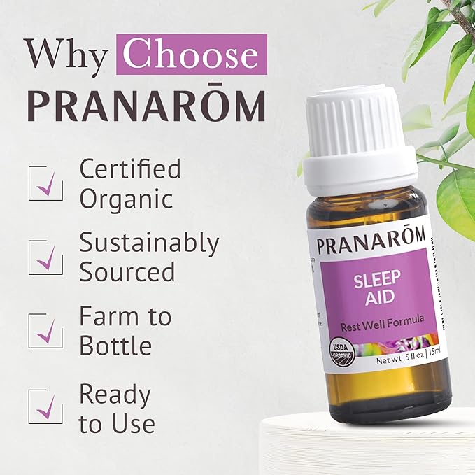 Pranarom - Sleep Aid Essential Oil Blend (15ml) - Lavender, Spikenard, Clary Sage, Vetiver, Roman Chamomile - 100% Pure Essential Oil for Diffusing & Relaxation|USDA and ECOCERT Certified Organic