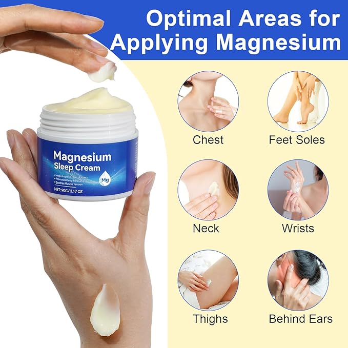 Magnesium Cream, Magnesium Lotion for Sleep, Topical Magnesium Oil Cream for Feet, Legs or Arms, Magnesium Sleep Cream with Essential Oils, Lavender, 3.17 Oz - Safe and Easy to Absorb