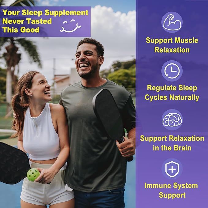 Melatonin Free Sleep Gummies(Made in USA) with Magnesium Glycinate, GABA, 5-HTP, L-Theanine, Valerian, Chamomile, Lemon Balm, Vitamin D3 & B6 - Hormone & Drug- Free, Non-Habit Forming,2 Pack