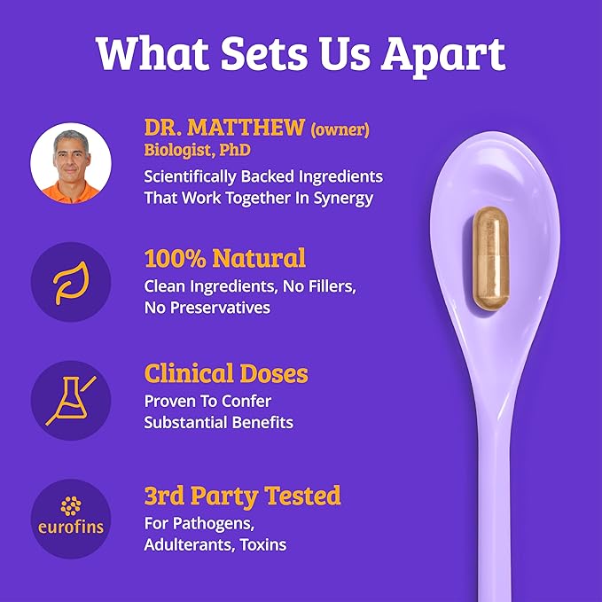 Dr. Matthew Cortisol Reducer & Adrenal Support Supplement with Ashwagandha, Rhodiola & Ginseng â A Detox Cocktail to Lower Cortisol & Support Relaxation, Calm & Restful Sleep
