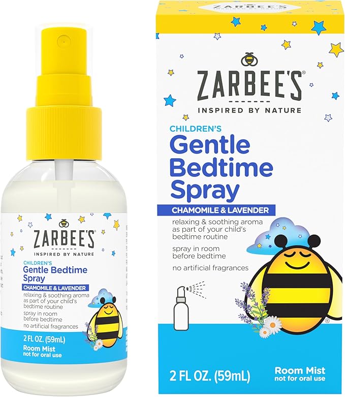 Zarbee's Gentle Bedtime Kids Sleep Spray, Chamomile & Lavender Room Spray Helps Create a Calming Atmosphere to Prepare for Sleep, 2oz