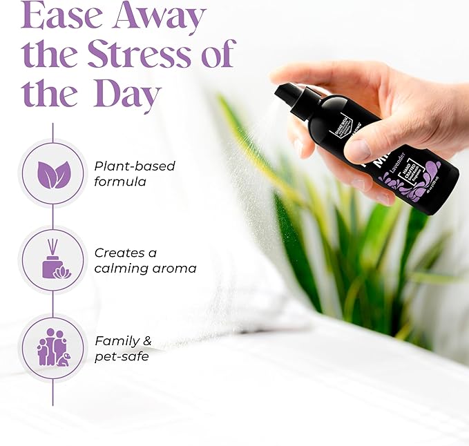 Aromasong Lavender Pillow Spray - All Natural Calming Linen & Bedtime Mist for Deep Sleep - Aromatherapy Botanical Essential Oils for Sleeping - for Relaxing Stress Fragrance Scent
