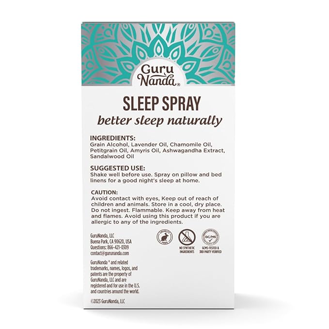 GuruNanda Sleep Spray (1 Fl oz) - 100% Pure & Natural Blend of Lavender, Chamomile & Aromatherapy Essential Oils - Supports Calm & Relaxed Rest - Bedtime Mist for Bed, Pillows or Linen