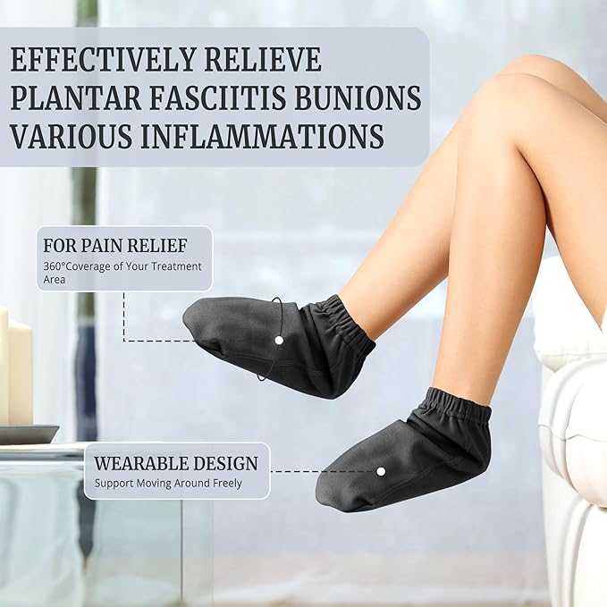 Castor Oil Pack Wrap Organic Cotton for Women, Castor Oil Socks for Feet Arthritis, Sleep Socks Black(Oil are Not Include)