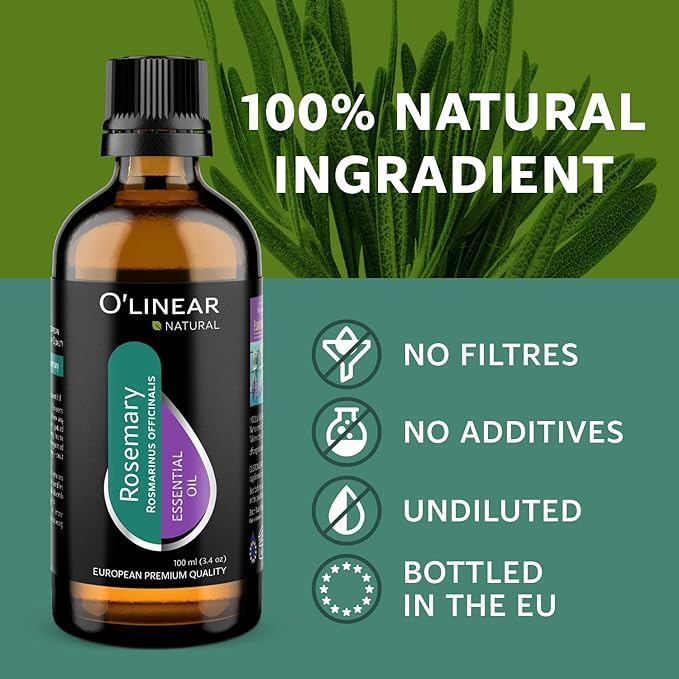 O'linear Premium Rosemary Essential Oil, 100% Pure Natural Oil for Diffuser & Aromatherapy Humidifiers, DIY Candle Making Rosemary Essential Oil Therapeutic Grade, Mood Boost Aroma Scent Drops for Her