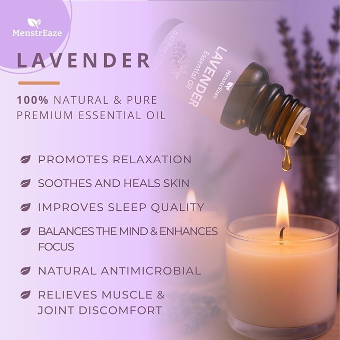 Lavender Essential Oil, 100% Natural & Pure Lavender Oil for Skin, Hair, Aromatherapy, Massage & Scented Candle, Therapeutic Grade Essential Oils for diffusers for Home, 10ml