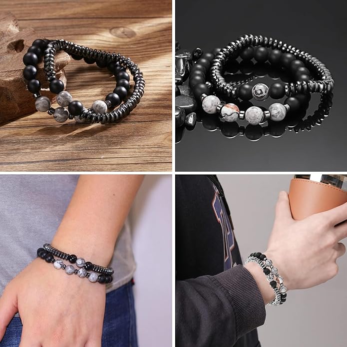 Gifts for Women, Gifts for Women, Magnetic Bracelet Arthritis Energy Healthy Jewelry Therapy for Sleep, Hematite Bracelet, Crystal Jewelry Bring Luck, Prosperity and Happiness