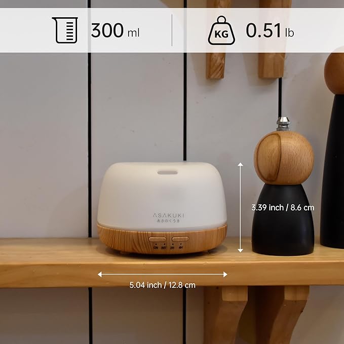 ASAKUKI Essential Oil Diffuser, Ultrasonic Aromatherapy Oil Humidifier with 7 Colors Lights 2 Mist Mode for Home