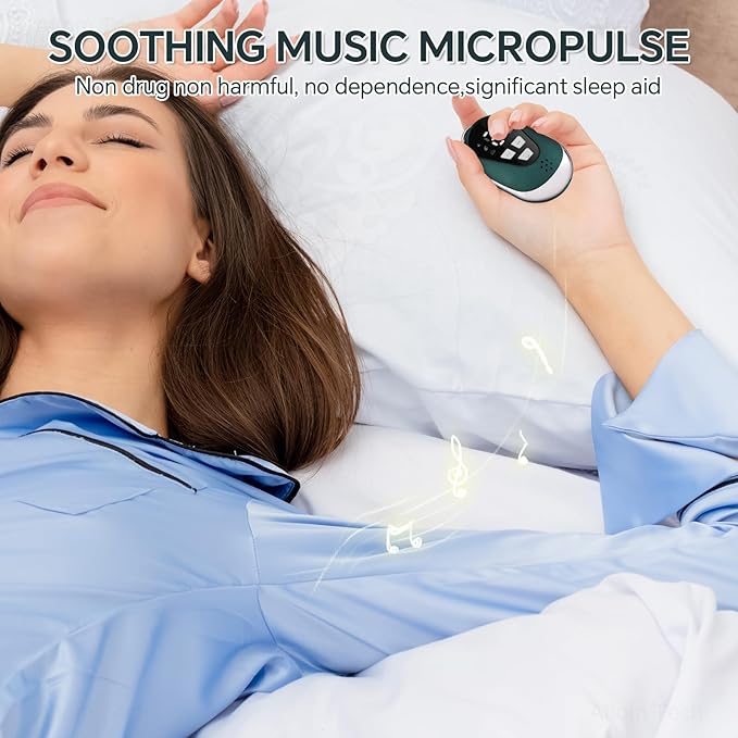 Tomorotec Handheld Sleep Aid Device, Stress Reduction and Mind Relaxation with 4 Soothing Scene Sounds & 9 Intensity Levels, Enhances Sleep Quality and Portable for Sports, Walking, Relaxation (Green)