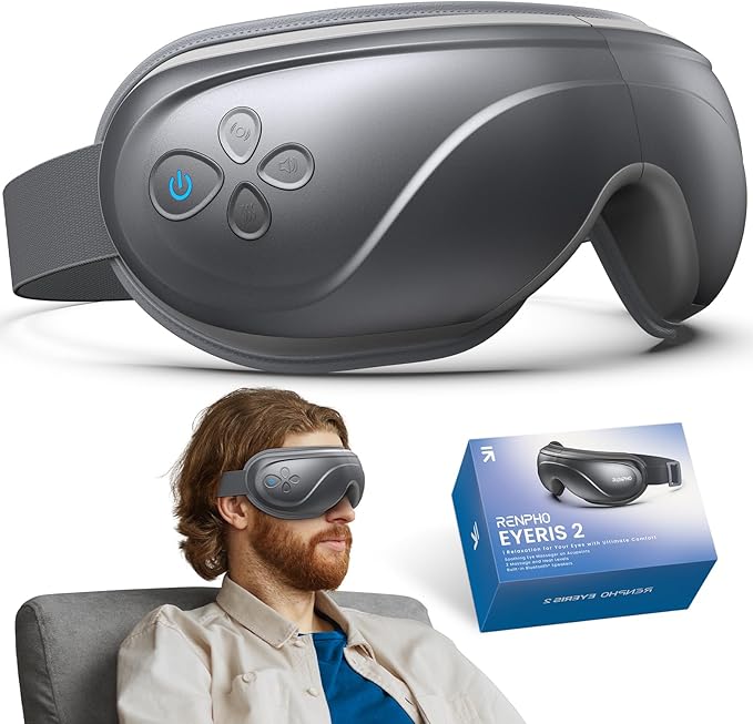RENPHO Eye Massager with Heat, Eyeris 2 Mothers Day Birthday Gifts for Mom Dad Women Men Face Massager, Heated Eye Mask for Migraines Relief, Eye Strain Dry Eye Improve Sleep